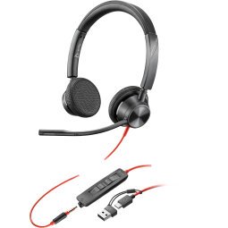 POLY Micro-casque Blackwire 3325 stéréo USB-C + connexion 3,5 mm + adaptateur USB-C/A