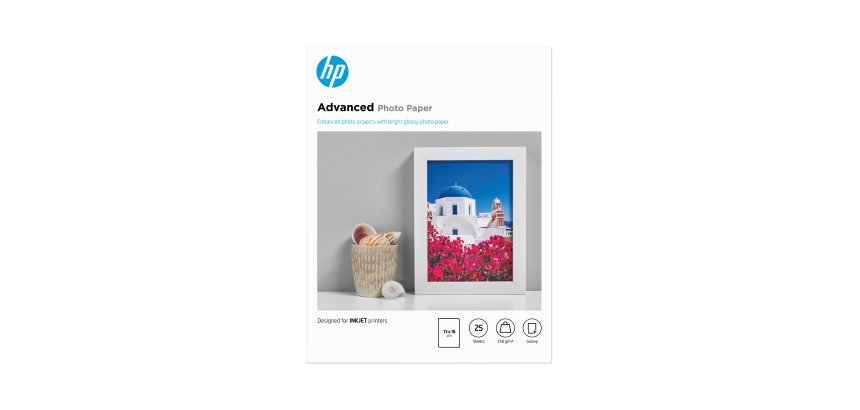 HP Advanced Photo Paper, Glossy, 250 g/m2, 13 x 18 cm (127 x 178 mm), 25 sheets