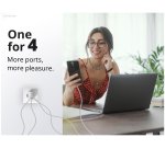 Conceptronic 4-Port 100W GaN USB PD Charger with USB-C Charging Cable, USB-C x 3, USB-A x 1, QC 3.0, PPS