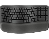 Logitech Wave Keys for Business, tastiera wireless ergonomica con supporto per i polsi imbottito, tecnologia Secure Logi Bolt, Bluetooth, compatibile con Windows/Mac/Chrome/Linux - Grafite