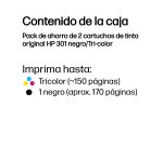 HP Pack de ahorro de 2 cartuchos de tinta original 301 negro/Tri-color