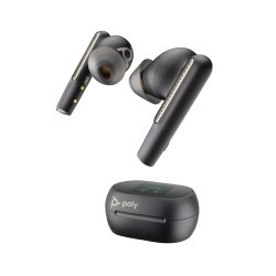 Poly Écouteurs noir charbon Voyager Free 60+ UC M + adaptateur USB-C BT700 + étui de charge avec écran tactile