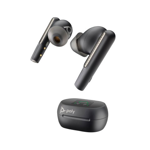 HP Poly Intrauriculares Poly Voyager Free 60+ UC M color Negro Carbono +Adaptador USB-C BT700 +Estuche de carga con pantalla táctil