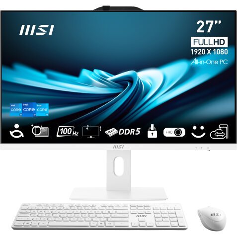 MSI Pro AP272P 14M-652FR PC tout en un/station de travail Intel® Core™ i7 i7-14700 68,6 cm (27") 1920 x 1080 pixels PC All-in-One 16 Go DDR4-SDRAM 1 To SSD Windows 11 Pro Wi-Fi 6E (802.11ax) Blanc