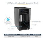 StarTech.com 18U Enterprise-Grade Flat Pack Server Rack Cabinet, 19in Enclosed 4-Post Rack with 29in (75cm) Mounting Depth and 1764lb (800kg) Weight Capacity