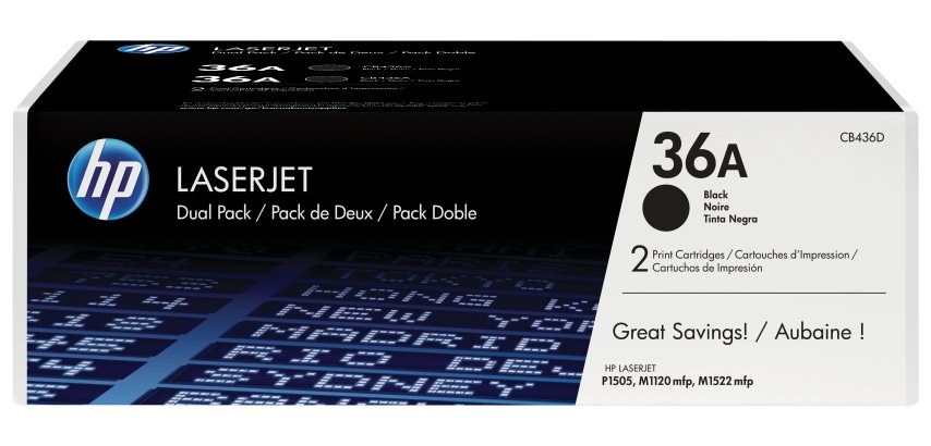 HP Confezione da 2 cartucce originali di Toner nero LaserJet 36A