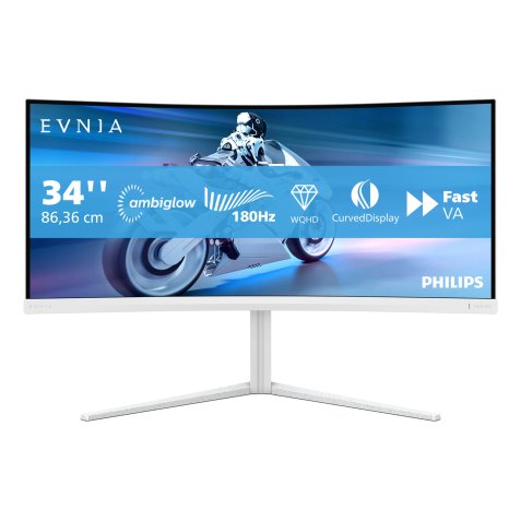 Philips Evnia 5000 34M2C5501A/00 écran plat de PC 86,4 cm (34") 3440 x 1440 pixels Wide Quad HD LCD Blanc