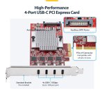 StarTech.com 4-Port USB Type-C PCIe Card, USB 3.2 10Gbps, USB-C PCI Express Expansion Card, 4x Independent USB Controllers, Windows/Linux/macOS, TAA-Compliant