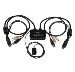 StarTech.com Switch KVM cavo HDMI USB 2 porte con audio e switch remoto – Alimentazione USB