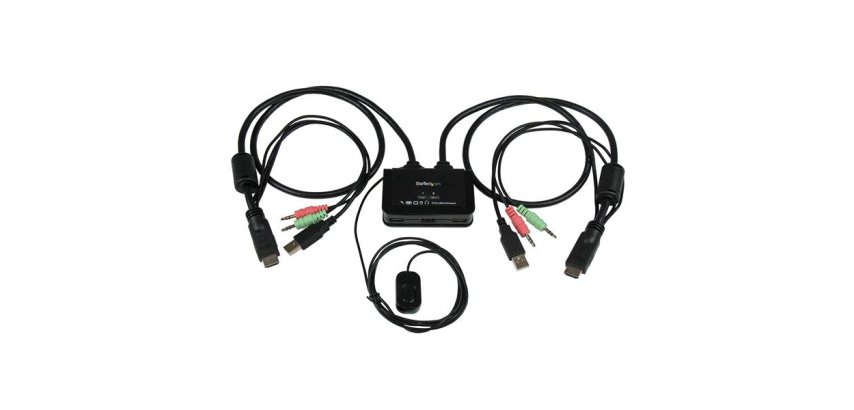 StarTech.com Switch Commutateur KVM 2 Ports USB, HDMI avec Audio et Câbles pour 2 PC sur 1 écran - Auto Alimenté