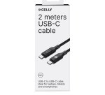 Celly USBCUSBC100WLED USB cable 2 m USB C 100 W Black