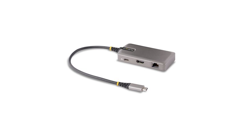 StarTech.com Adaptador Multipuertos USB-C - Docking Station USB Tipo C HDMI 4K60 - Hub Ladrón USB 3.0 de 2 Puertos - Entrega de Alimentación PD 100W - GbE - ChromeOS/Win/Mac