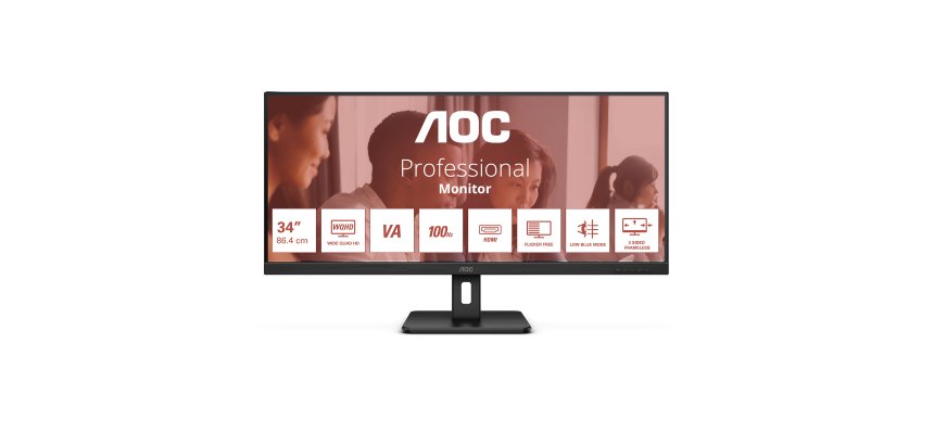 AOC U34E2M computer monitor 86.4 cm (34") 3440 x 1440 pixels Wide Quad HD Black