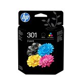 HP 301 pack de 2 cartouches d'encre noir/trois couleurs authentiques