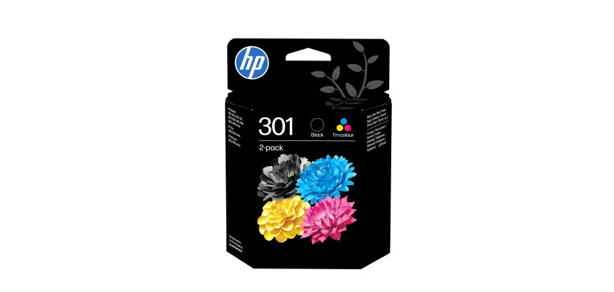 HP 301 pack de 2 cartouches d'encre noir/trois couleurs authentiques