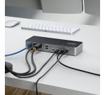 StarTech.com Station d'Accueil USB-C Triple Écran, Station de Recharge pour Ordinateur Portable 140 W pour MacBook Pro et Windows, HDMI 4K 60 Hz ou DisplayPort, TAA