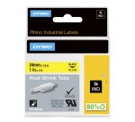 DYMO Rhino etiquetas industriales de tubo termorretráctil | 24 mm x 1,5 m | de color negro sobre fondo amarillo