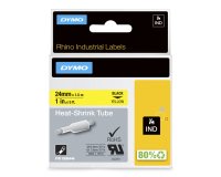 DYMO Rhino Industrial Heat-Shrink Cable Label Tubes | 24 mm x 1.5 m | Black Print on Yellow | for Rhino Label Makers