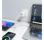 AISENS Cargador GaN 100W, 2x USB-C PD3.0 QC4.0 QC5.0, 1x USB-A QC3.0, Blanco