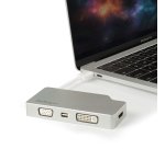 StarTech.com USB C Multiport Video Adapter met HDMI, VGA, Mini DisplayPort of DVI, USB Type C Monitor Adapter naar HDMI 1.4 of mDP 1.2 (4K), VGA of DVI (1080p), Zilver Aluminium