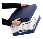 Conteneur maxi bankers box heavy duty carton coloris blanc bleu montage automatique