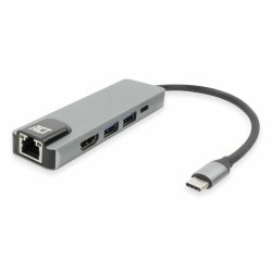 ACT Station d'accueil USB-C 4K pour 1 moniteur HDMI, Ethernet, USB-A, PD pass-through