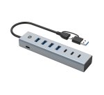 Conceptronic HUBBIES20GP 7-Port USB 3.0 Hub with Power Adapter, 5Gbps, USB-C x 3, USB-A x 4