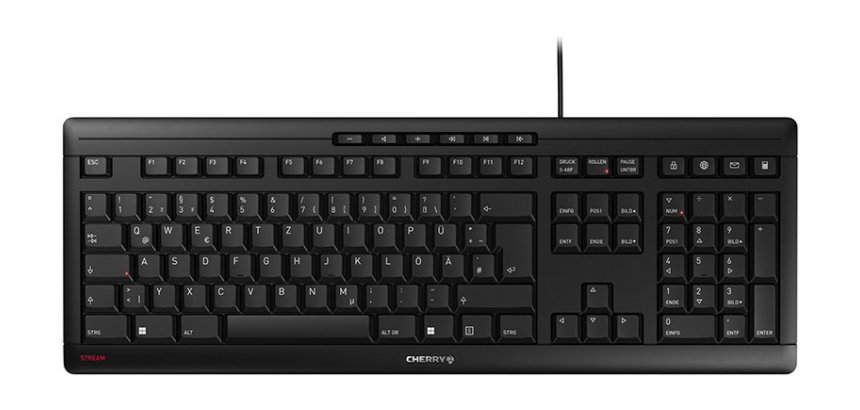 CHERRY STREAM clavier Bureau USB QWERTZ Allemand Noir