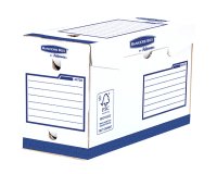 Boîte archives bankers box heavy duty carton montage manuel dos 15cm coloris blanc bleu