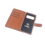 Celly WALLY891 custodia per cellulare 16,3 cm (6.4") Custodia a borsellino Nero, Marrone