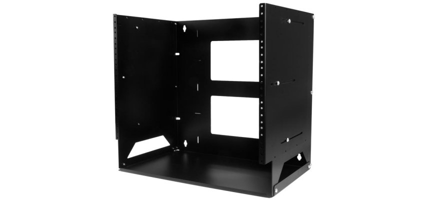 StarTech.com 2-Post 8U Open Frame Wall Mount Network Rack with Built-in Shelf, Wall Mount Data Rack with Adjustable Depth for AV / Computer / IT Equipment, Small Wall-Mount Server Rack - TAA Compliant