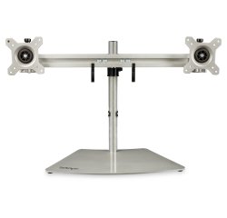 StarTech.com Doppelmonitorhalterung - Ergonomische, freistehende Doppelmonitor-Tischhalterung für zwei 24" Bildschirme(je 8kg) mit VESA-Montage - Synchronisierte Höhenverstellung - Silber