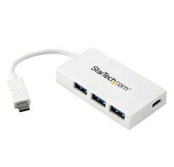 StarTech.com Hub USB-C à 4 Ports avec 1x USB-C & 3x USB-A SuperSpeed - Alimenté par Bus - Hub USB 3.0 Portable - USB 3.2 Gen 1 (5Gbps) Type-C - Blanc