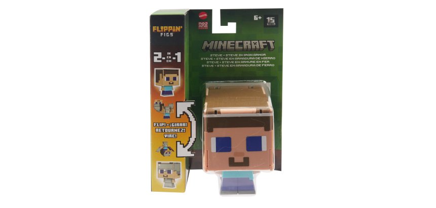 Minecraft Flippin’ Figs Figures, 2-in-1 Fidget Play, 3.75-inch Scale Collectible Toy (Characters May Vary)
