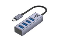 Maillon Technologique Premium MTHUB4 hub de interfaz USB 3.2 Gen 2 (3.1 Gen 2) Type-C 5 Mbit/s Aluminio, Gris