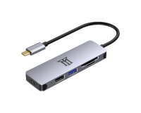 Maillon Technologique Premium MTHUB5 base para portátil y replicador de puertos USB 3.2 Gen 2 (3.1 Gen 2) Type-C Aluminio, Gris