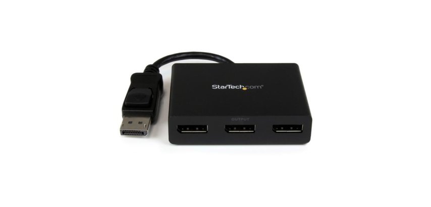 StarTech.com Hub MST de 3 Puertos DisplayPort 1.2 - Divisor Splitter DP de 3 Monitores - Adaptador DP a 2x DisplayPort 4K 30Hz 1x DisplayPort 1080 - Alimentado por USB - Windows Solamente