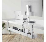 StarTech.com Goulotte Passe Câble Bureau, Organiseur de Câbles Ajustable en Longueur, Installation à Pinces, Aucun Perçage Nécessaire, Support Multiprise, Blanc