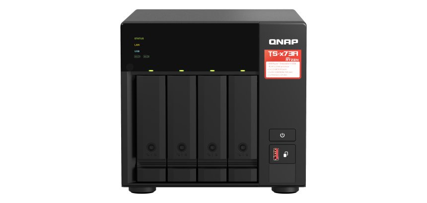 QNAP TS-473A NAS Tower Ryzen Embedded V1500B 8 Go DDR4 0 To QNAP Turbo System Noir
