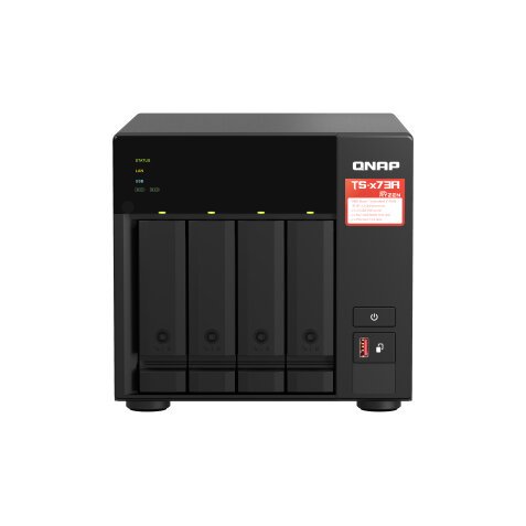 QNAP TS-473A NAS Tower Ryzen Embedded V1500B 8 Go DDR4 0 To QNAP Turbo System Noir