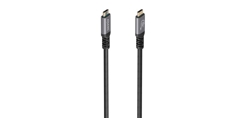 AISENS Cable USB 3.2 Gen2x2 Aluminio 20Gbps 8K@30Hz 5A 100W E-Mark, Tipo USB-C/M-USB-C/M, Negro, 3.0m