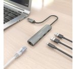 AISENS USB3.0 Dock USB-A A Ethernet Gigabit + Hub 1xUSB-C+2xUSB-A, Gris, 15cm