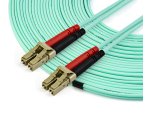 StarTech.com Câble Fibre Optique Multimode de 15m LC/UPC à LC/UPC OM3, Fibre Full Duplex 50/125µm Zipcord, Réseaux 100G, LOMMF/VCSEL, <0.3dB Faible Perte d'Insertion, Cordon de Raccordement Fibre LSZH