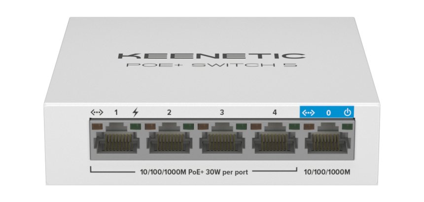 Keenetic Commutateur Gigabit 5 ports avec 4 ports PoE+ et budget énergétique de 60 W