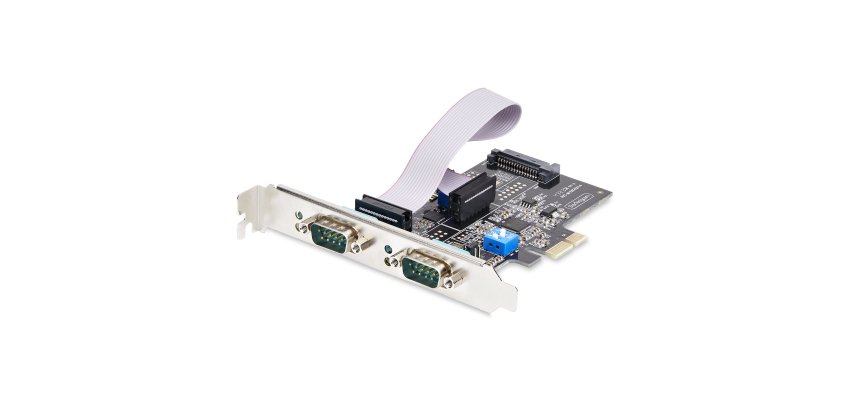 StarTech.com Scheda Seriale PCIe a 2 porte, scheda PCI Express a doppia porta RS232/RS422/RS485 (DB9), staffe a basso profilo incluse, UART 16C1050, Windows/Linux, conforme a TAA - Protezione ESD di livello 4