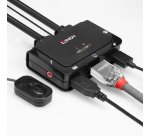 Lindy Switch KVM 2 ports HDMI 4K30, USB 2.0 & audio, câbles intégrés