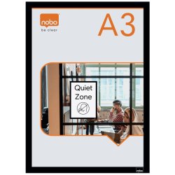 Porte-affiche nobo magnetique autocollant a3 cadre coloris  noir