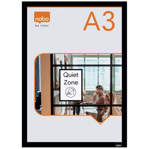 Porte-affiche nobo magnetique autocollant a3 cadre coloris  noir