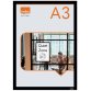 Porte-affiche nobo magnetique autocollant a3 cadre coloris  noir