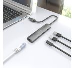 AISENS USB3.0 Dock USB-A A Ethernet Gigabit + Hub 1xUSB-C+2xUSB-A, Gris, 15cm